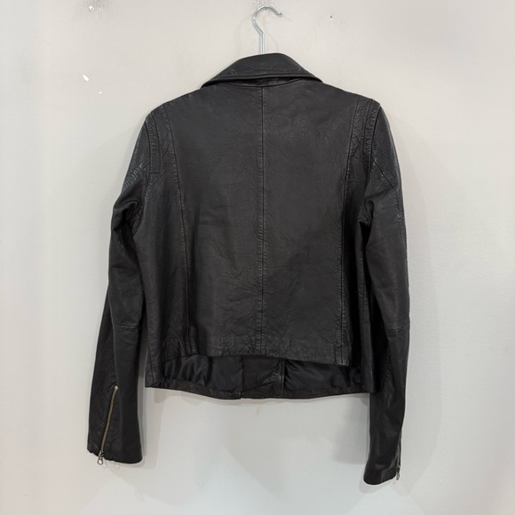 NWT Madewell Motorcycle Jacket in Washed Black Leather Brass Hardware Edition - Picture 8 of 9